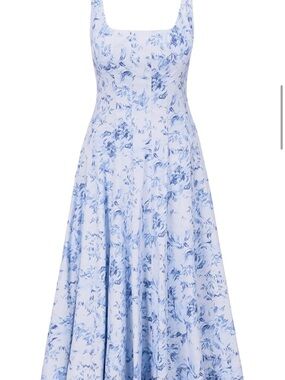 STAUD wells floral cotton midi dress